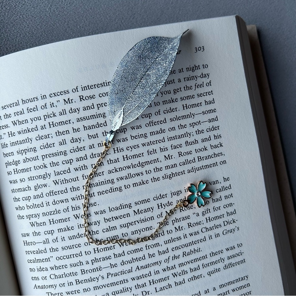 Silver Blue Leaf Bookmark ~ Flower Pendant ~ Brand New!